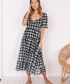Qtrend Fashion PTY LTD DRESSES Odetta Dress - Black Gingham