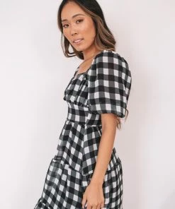 Qtrend Fashion PTY LTD DRESSES Odetta Dress - Black Gingham