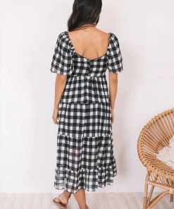 Qtrend Fashion PTY LTD DRESSES Odetta Dress - Black Gingham
