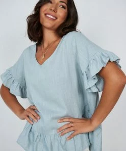 Miracle Fashion Kaleigh Top - Light Blue