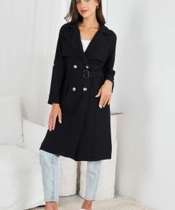 So In Style Kamarah Trench Coat - Black CLOTHING