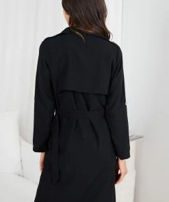 So In Style Kamarah Trench Coat - Black CLOTHING