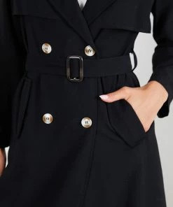 So In Style Kamarah Trench Coat - Black CLOTHING