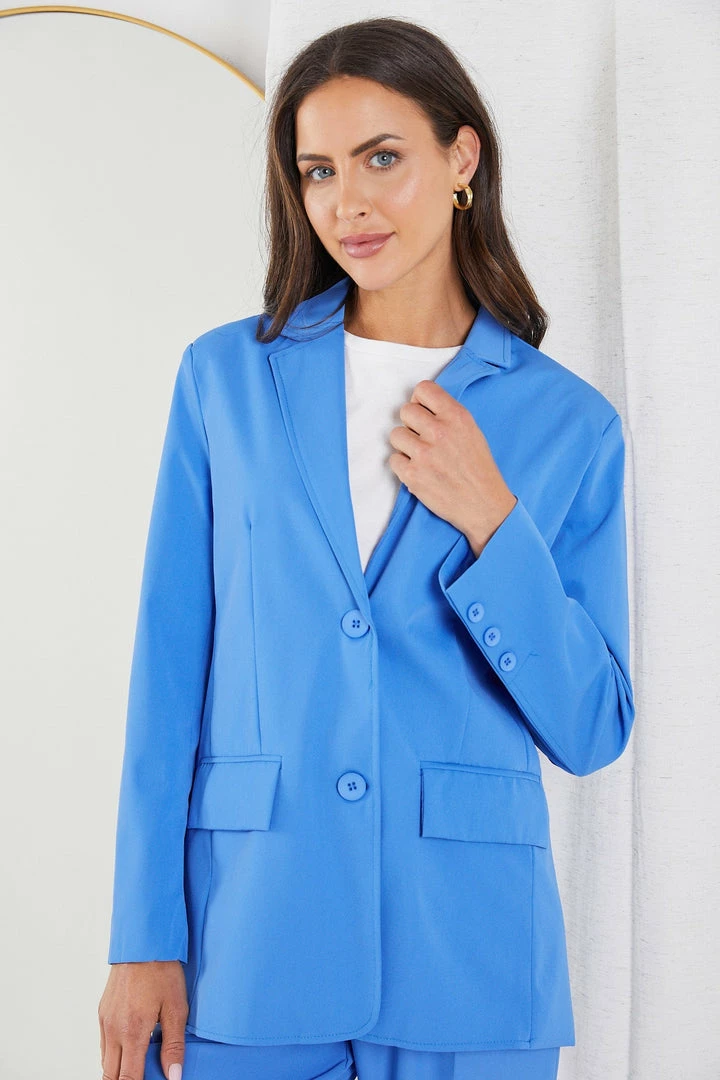 Pink Diamond Kamie Blazer - Blue CLOTHING 6 Pink Diamond Kamie Blazer - Blue CLOTHING