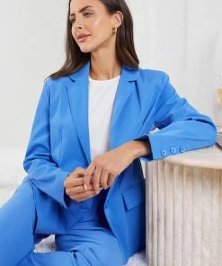 Pink Diamond Kamie Blazer - Blue CLOTHING 14 Pink Diamond Kamie Blazer - Blue CLOTHING