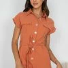 Into Fashion Karyna Playsuit - Rust CLOTHING