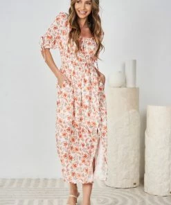 Desire Kaye Dress - White Print DRESSES