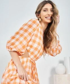 YH & Co (Chloe Yip) Kaylin Dress - Orange Check 10 YH & Co (Chloe Yip) Kaylin Dress - Orange Check