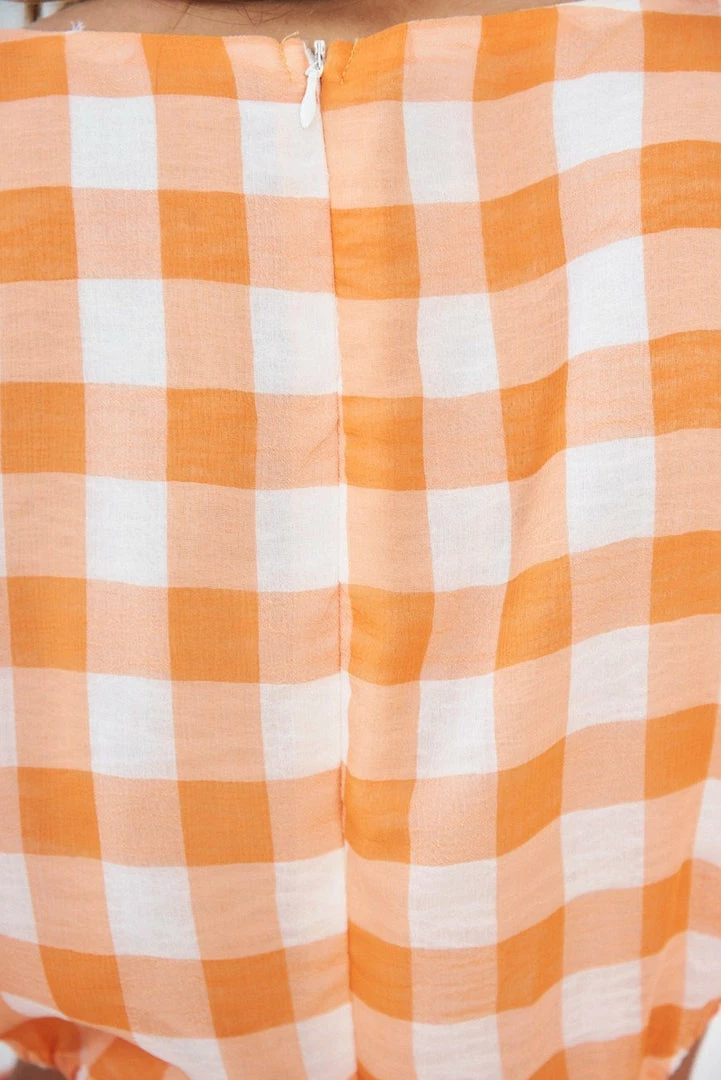 YH & Co (Chloe Yip) Kaylin Dress - Orange Check 7 YH & Co (Chloe Yip) Kaylin Dress - Orange Check