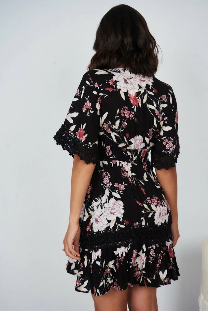 CSA (Lorraine Designs) Keighley Dress - Black Floral DRESSES 4 CSA (Lorraine Designs) Keighley Dress - Black Floral DRESSES