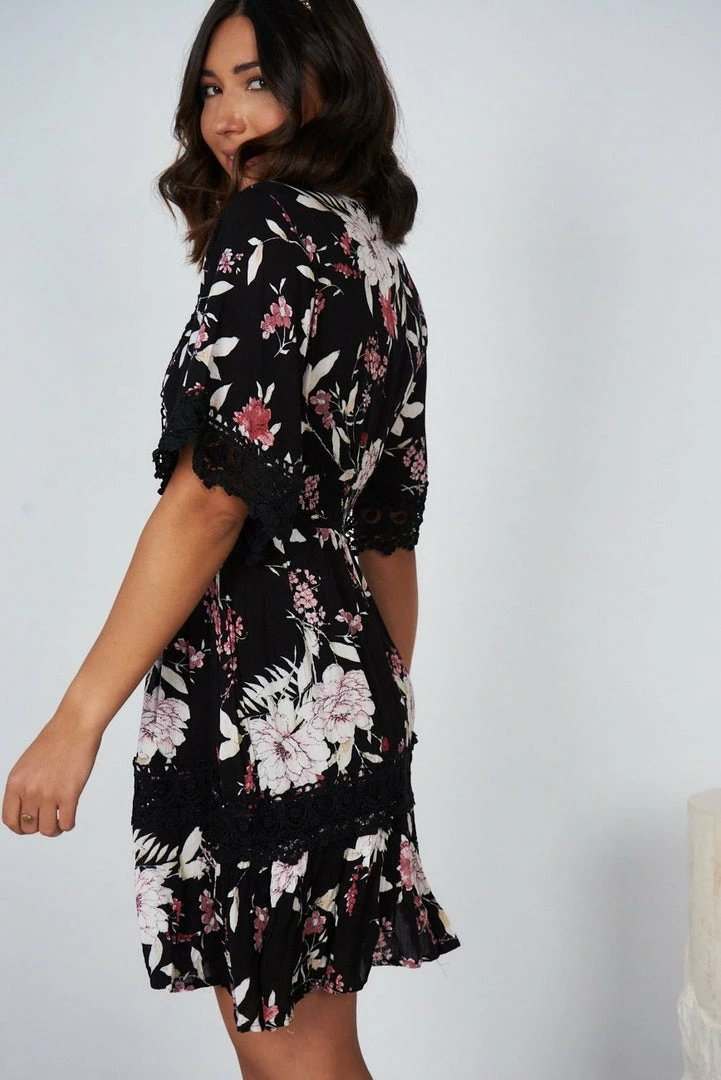 CSA (Lorraine Designs) Keighley Dress - Black Floral DRESSES 5 CSA (Lorraine Designs) Keighley Dress - Black Floral DRESSES