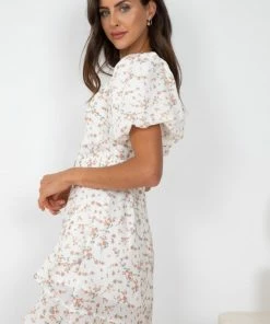 Pink Diamond Kestrel Dress - Beige Print DRESSES