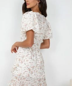 Pink Diamond Kestrel Dress - Beige Print DRESSES