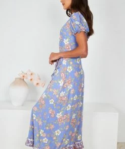 Evermore Fashion Kierra Dress - Blue Floral DRESSES