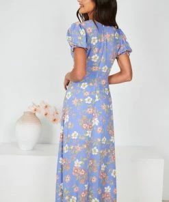 Evermore Fashion Kierra Dress - Blue Floral DRESSES