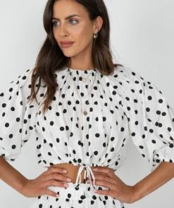 Sassy Hills Fashion Kimberley Top - White Spot 11 Sassy Hills Fashion Kimberley Top - White Spot