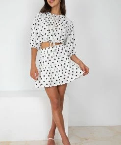 Sassy Hills Fashion Kimberley Top - White Spot