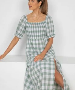 YH & Co (Chloe Yip) DRESSES Lettice Dress - Sage Gingham