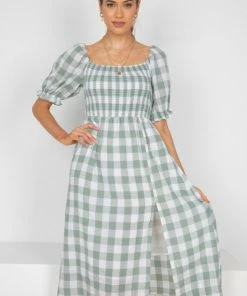 YH & Co (Chloe Yip) DRESSES Lettice Dress - Sage Gingham