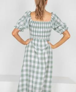 YH & Co (Chloe Yip) DRESSES Lettice Dress - Sage Gingham