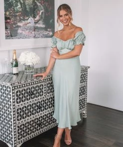 Esther The Label Lia Dress - Faded Sage DRESSES
