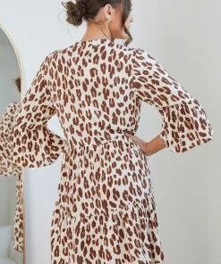 Miracle Fashion Litzy Dress - Beige Print DRESSES