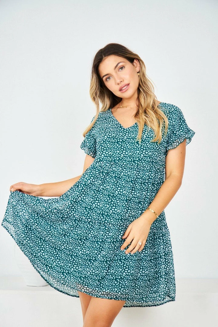 HQ Fashion Loida Dress - Green Print DRESSES 3 HQ Fashion Loida Dress - Green Print DRESSES