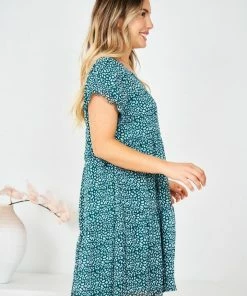 HQ Fashion Loida Dress - Green Print DRESSES 10 HQ Fashion Loida Dress - Green Print DRESSES