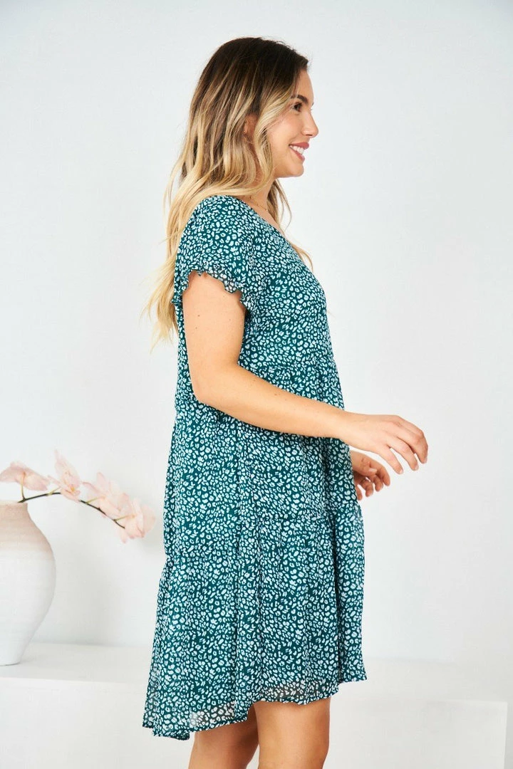 HQ Fashion Loida Dress - Green Print DRESSES 5 HQ Fashion Loida Dress - Green Print DRESSES