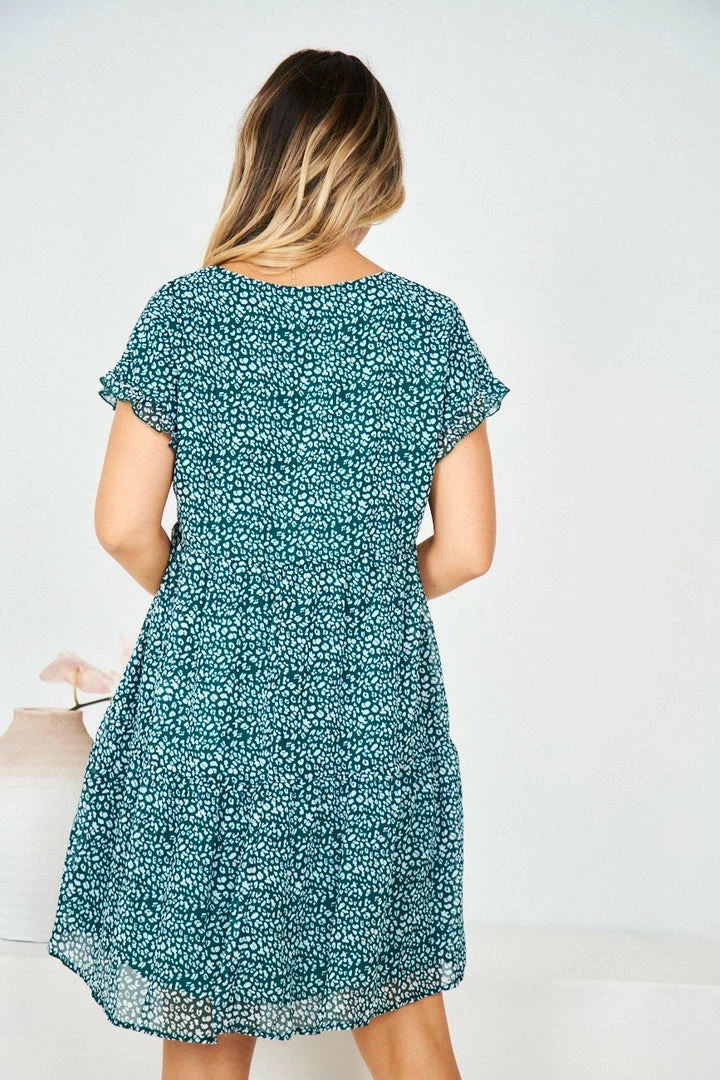 HQ Fashion Loida Dress - Green Print DRESSES 4 HQ Fashion Loida Dress - Green Print DRESSES