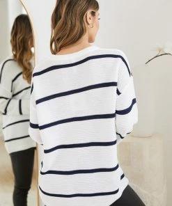 Spicy Sugar CLOTHING Loreley Knit - White Stripe