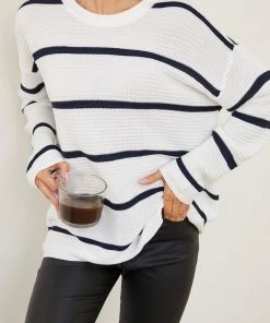 Spicy Sugar CLOTHING Loreley Knit - White Stripe