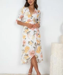 Desire Louise Dress - White Floral