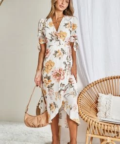 Desire Louise Dress - White Floral