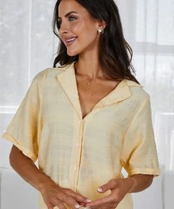 White Closet Maternity Dresses Lucias Shirt - Yellow