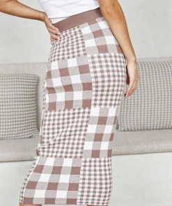 Style Box Lucrezia Skirt - Mocha Gingham CLOTHING