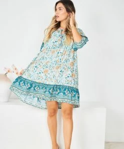 HQ Fashion Luisyana Dress - Green Print