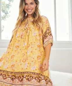 HQ Fashion DRESSES Luisyana Dress - Yellow Print