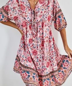 HQ Fashion Luisyana Dress - Pink Print