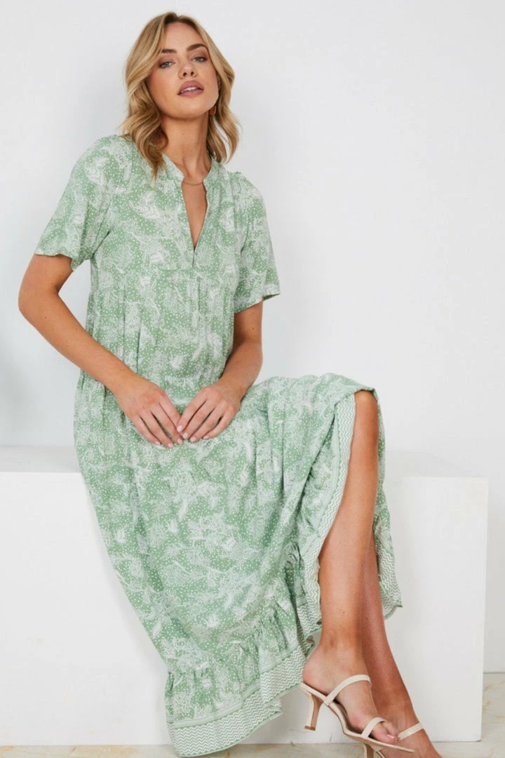 Rock Denim DRESSES Lulua Dress - Green Print 7 Rock Denim DRESSES Lulua Dress - Green Print
