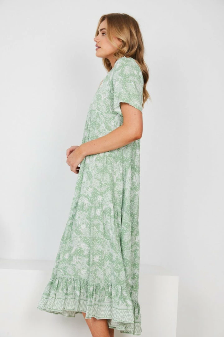 Rock Denim DRESSES Lulua Dress - Green Print 5 Rock Denim DRESSES Lulua Dress - Green Print