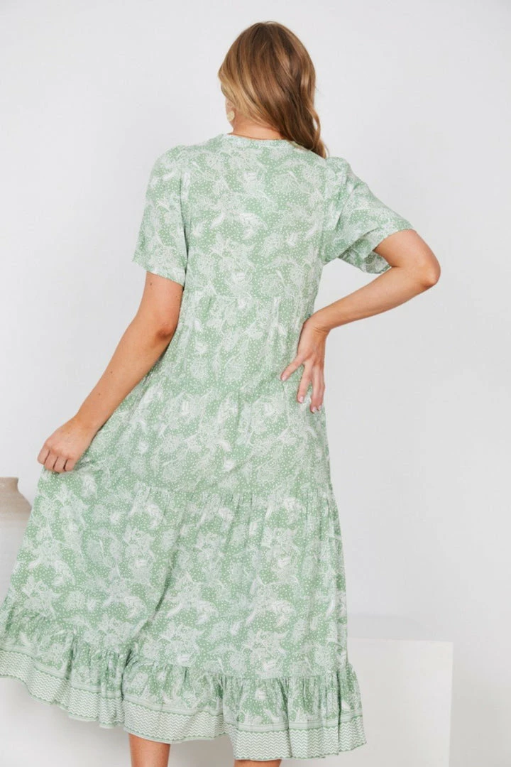 Rock Denim DRESSES Lulua Dress - Green Print 4 Rock Denim DRESSES Lulua Dress - Green Print