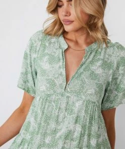 Rock Denim DRESSES Lulua Dress - Green Print 11 Rock Denim DRESSES Lulua Dress - Green Print