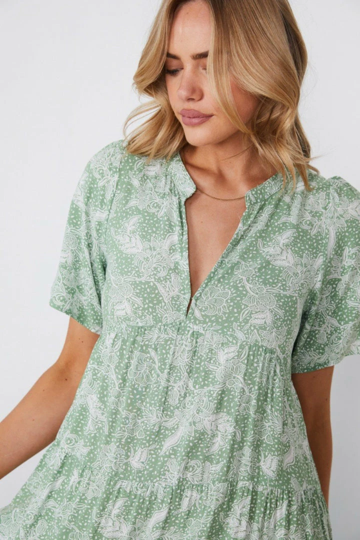 Rock Denim DRESSES Lulua Dress - Green Print 6 Rock Denim DRESSES Lulua Dress - Green Print