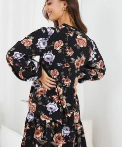 Miracle Fashion DRESSES Magdaleine Dress - Black Floral