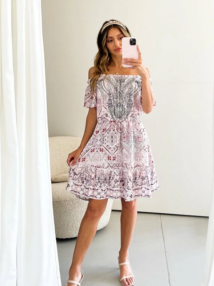 CSA (Lorraine Designs) Mahoa Dress - Pink Print DRESSES 7 CSA (Lorraine Designs) Mahoa Dress - Pink Print DRESSES