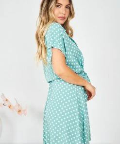 HQ Fashion DRESSES Makarina Dress - Sage Polka