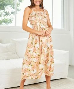 Pink Diamond DRESSES Mana Dress - Beige Floral