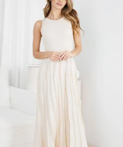 Pink Diamond DRESSES Maranatha Knit Dress - Cream