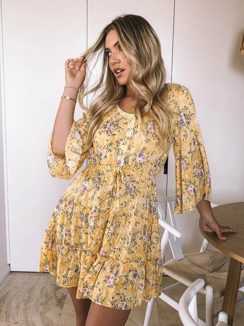 Desire DRESSES Micaela Dress - Yellow Print 6 Desire DRESSES Micaela Dress - Yellow Print